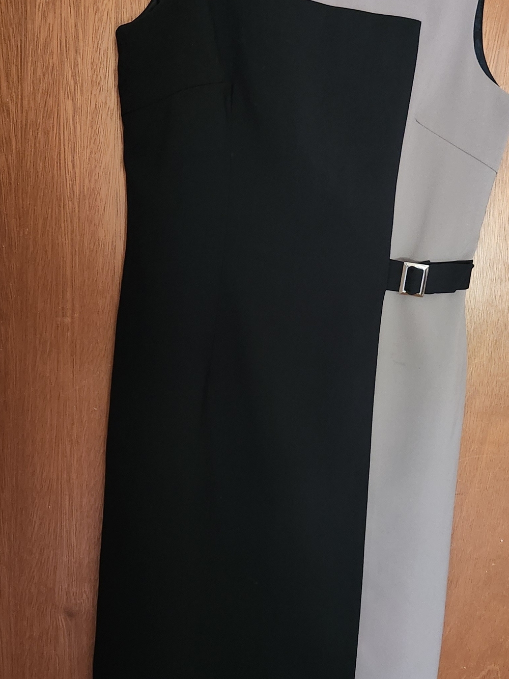 Womens Classic Two-Tone Black and Gray Pencil Fit Dress Size S